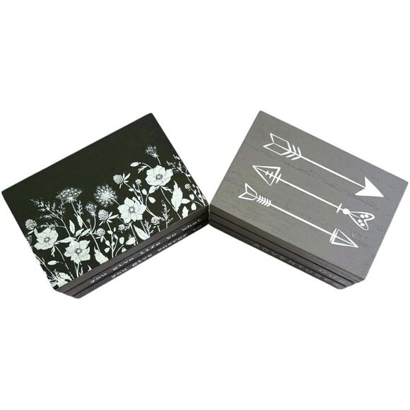 2pc Black & Gray Decorative Inspirational Memento Memory Keepsake Wood Boxes NEW - Picture 3 of 13